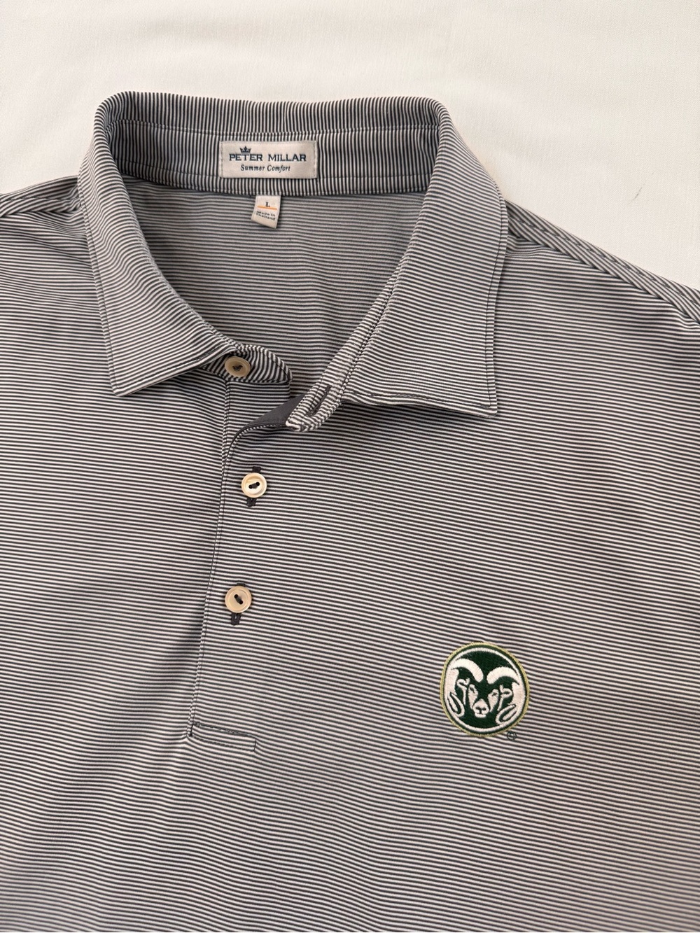 Peter Millar Colorado State University Men's Polo Large Grey White